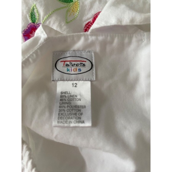 Talbots Kids Girls Dress sz 12 Embroidered Floral cross back Sundress EUC - Picture 4 of 4